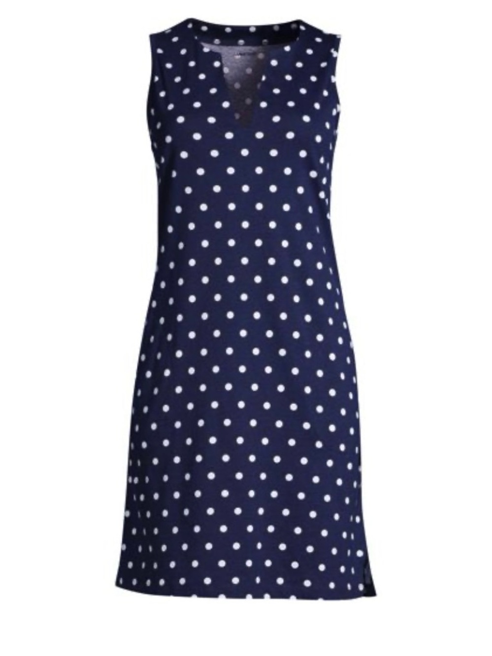 Lands End Deep Sea Polka Dot Cotton Jersey Sleeveless Swim
Cover-up Dress, S/L